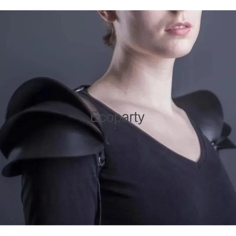 New Medieval Gothic Shoulder Armor For Men Women Viking Warrior Knight Cosplay Costume Black Pu Leather Harness Armour Cape PA46