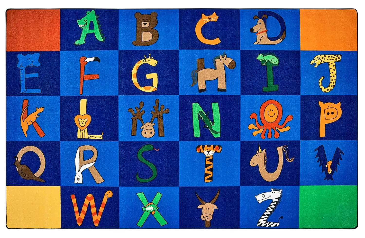 5512 A To Z Animals Literacy Classroom Seating Rug 7Ft 6In X 12Ft Rectangle Blue