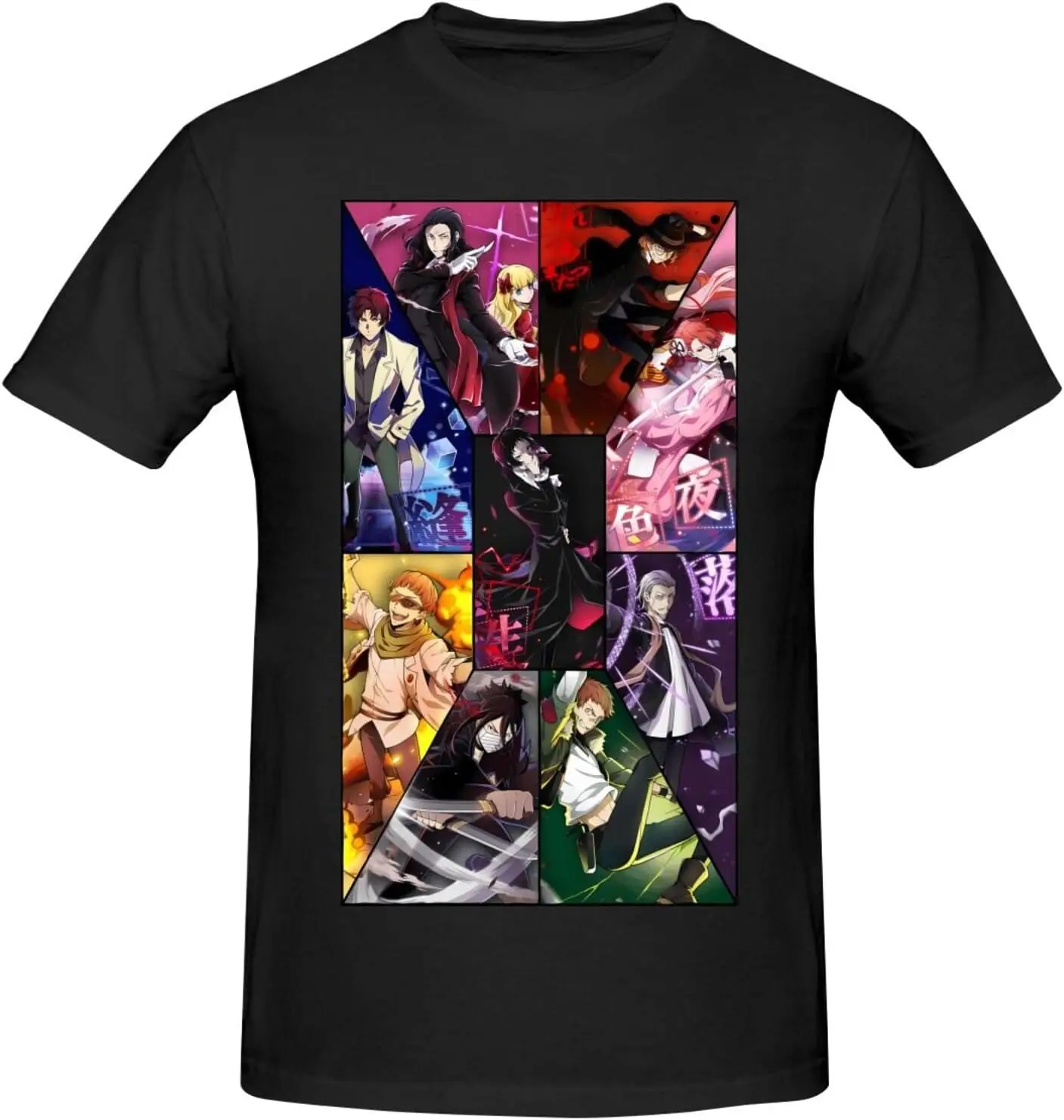 

Bungo Anime Stray Dogs Shirt Men's Fashion Personalised Crew Neck Short Sleeve T Shirt Black