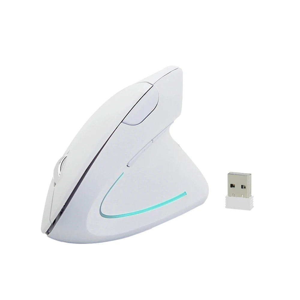 CHYI 인체 공학적 수직 마우스 무선 RGB USB 광학 마우스 게임 오른손 왼손 흰색 마우스 컴퓨터 노트북 PC 태블릿 