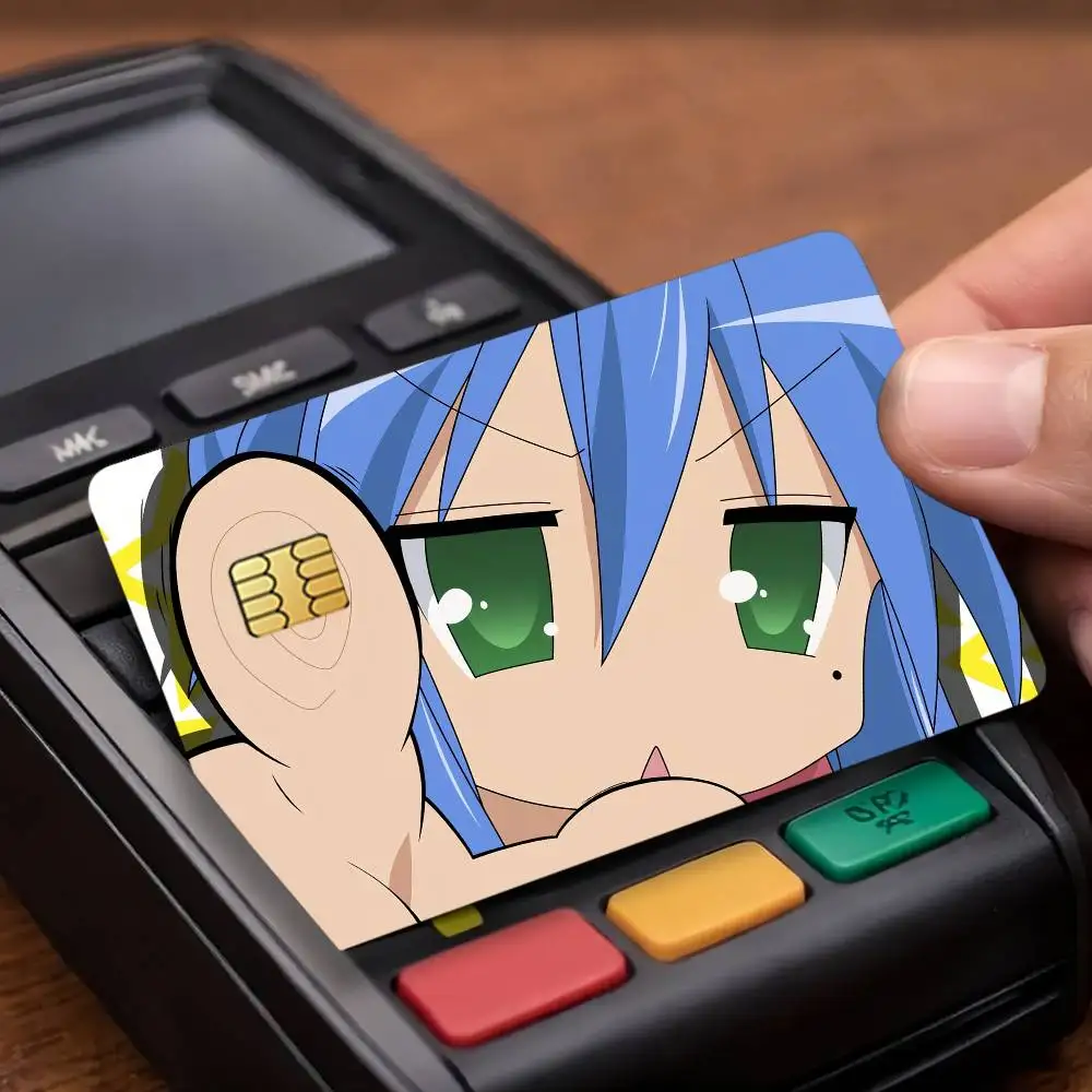 Anime Lucky Star Credit Decorative Card Stickers Suitable For Bank Cards Metro Transit Anti-scratch Gift 4PCS