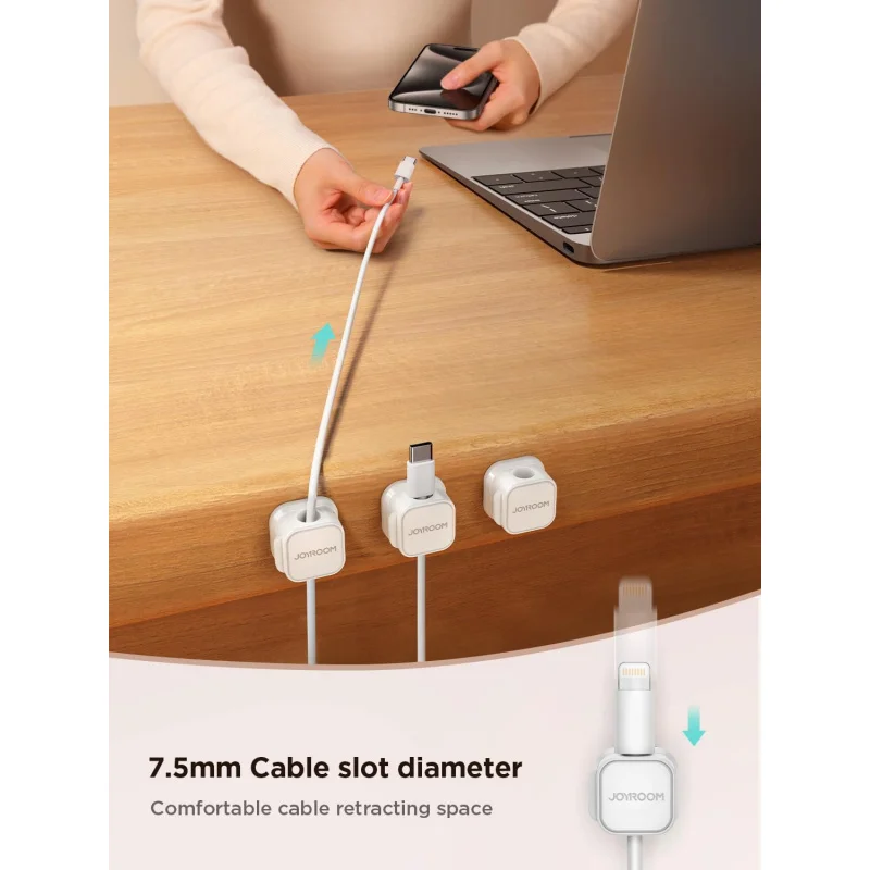 6 Magnetic Clips [Smooth Adjustable] Cord Holder, Under Desk Management, Adhesive Wire Holder Keeper Orga