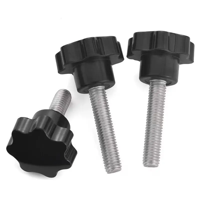 1-10Pcs M4 M6 M8 M10 M12 Bakelite Head Thread Star Shape Knurled Thumb Tighten Screw Clamping Grip Knob Screw Wood Plum Bolt