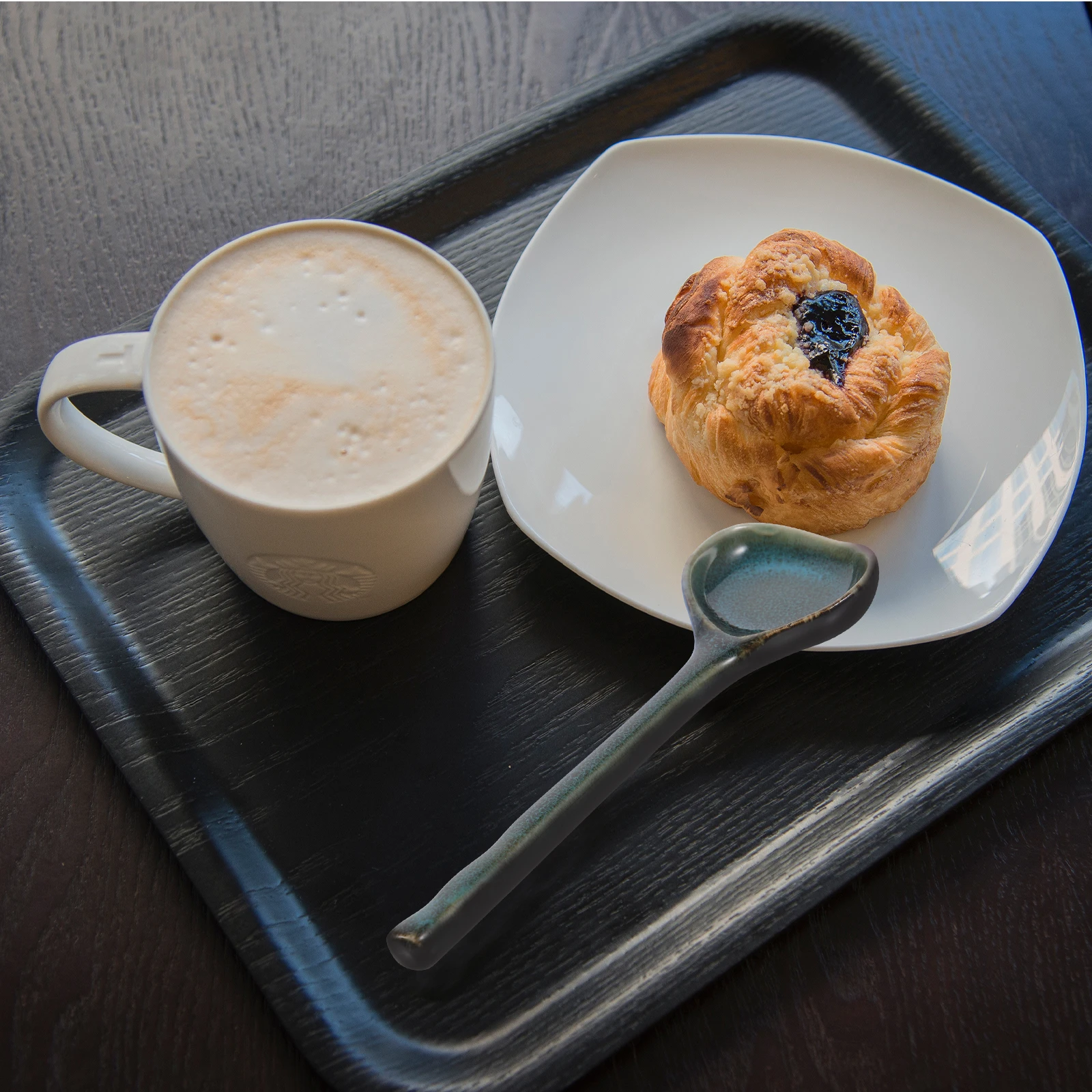 

Ceramic Soup Spoon Practical Ergonomic Handle Home Restaurant Kitchen Supply Long Handle Non-Stick Gift for Friends