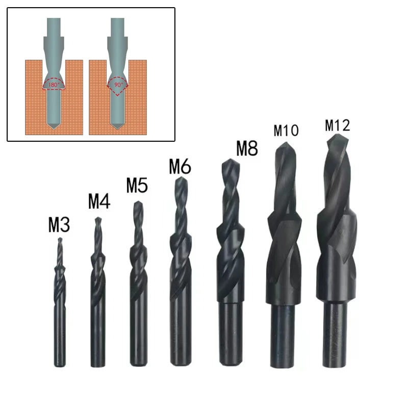 HSS6542 M3-M12 90/180 degree Two-Stage Drill Bit Twist Step Chamfer Conutersunk Hole saw For Steel Iron Copper Aluminum