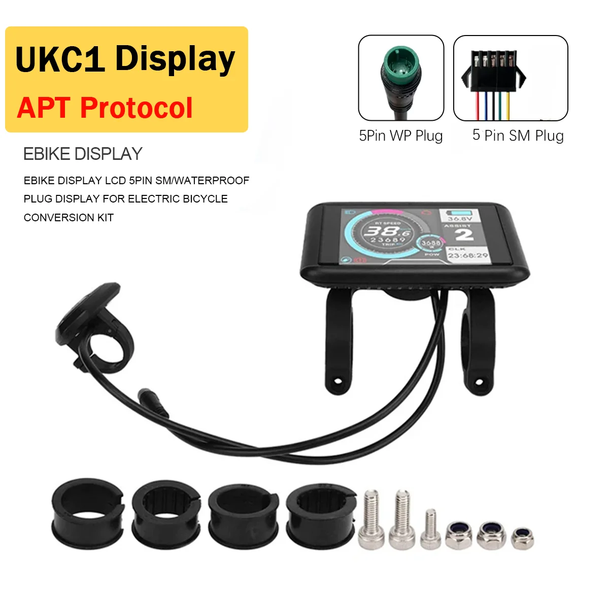 

EBike accessory 36V-72V LCD UKC1 Color Display with APT protocol SM/Waterproof Connector For Sabvoton Controllers
