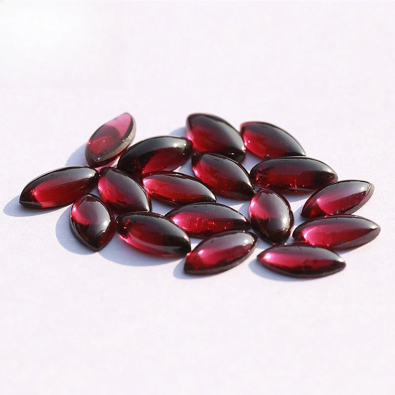 Natural Magnesium Aluminum Garnet Horse Eye Flat Bottom Plain Surface Loose Stone Rose Red DIY Inlaid Ring Stud Earrings