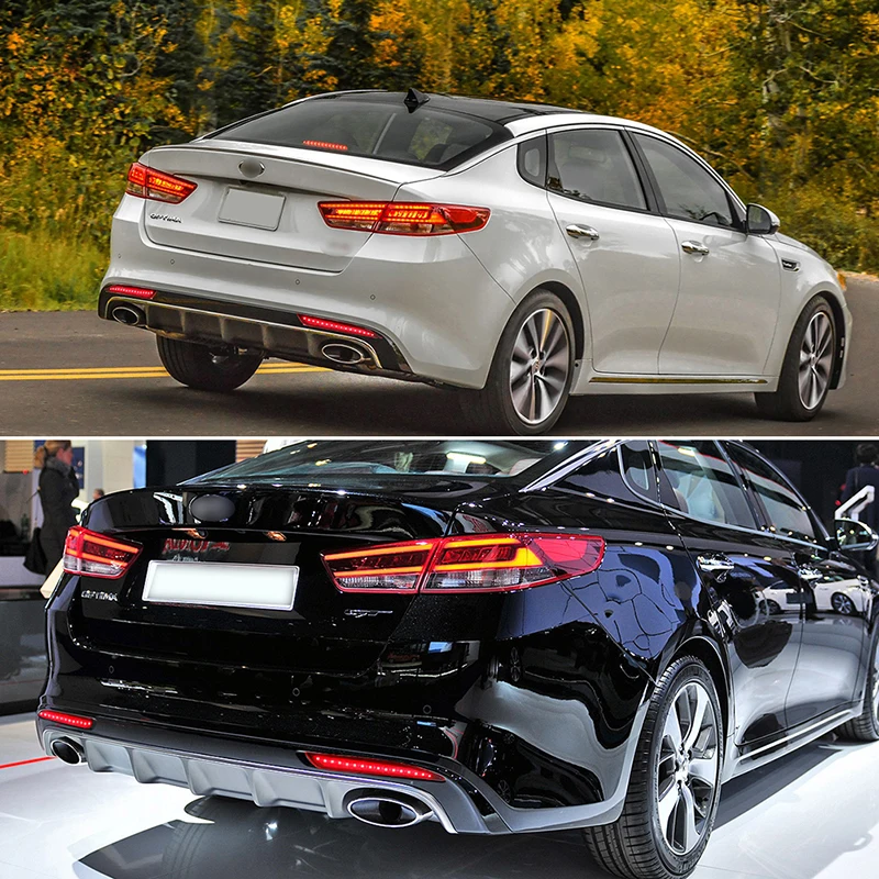 Red LED Rear Bumper Reflector Tail/Brake Lights Rear Fog Lights & Sequential Turn Signal For KIA Optima K5 2016-2018