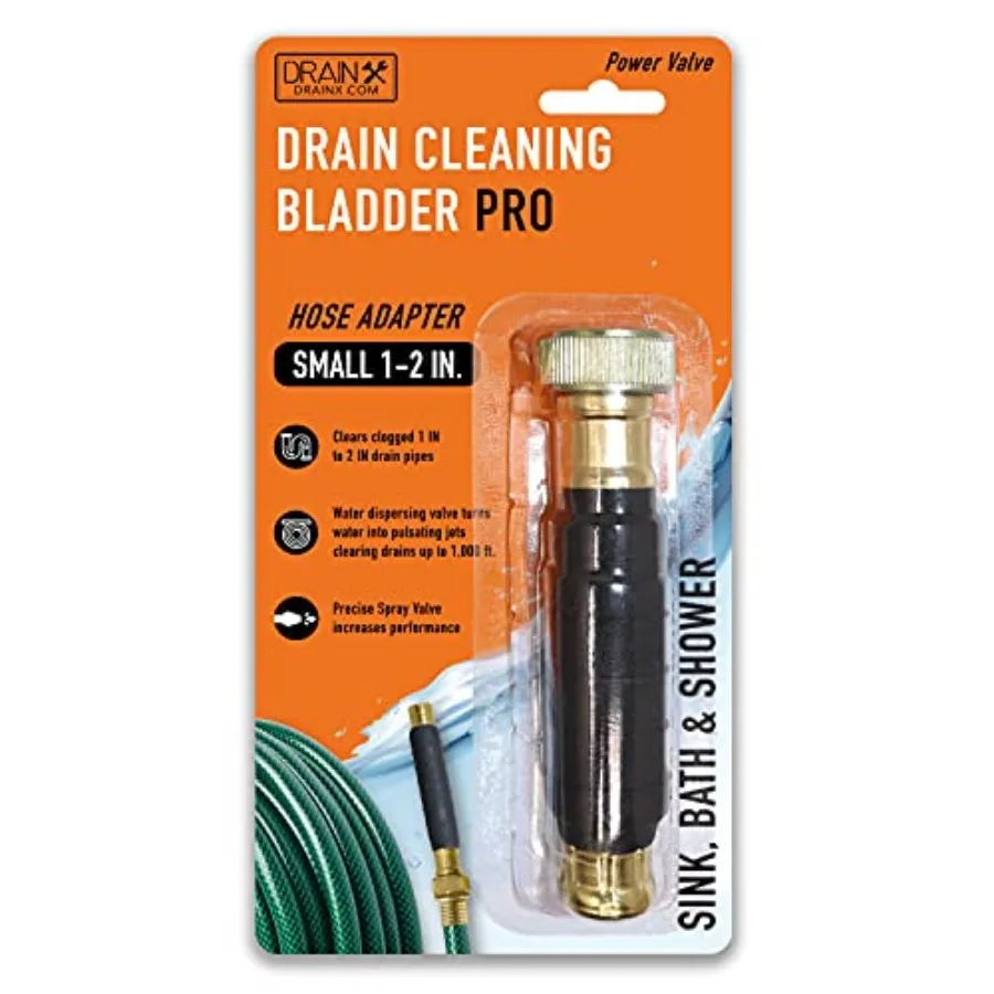 

Hydro Pressure Drain Cleaning Bladder Pro - Fits 1" to 2" Drain Pipes - Unclogs Stubborn Blockages in Bathroom Sinks, Shower Dr