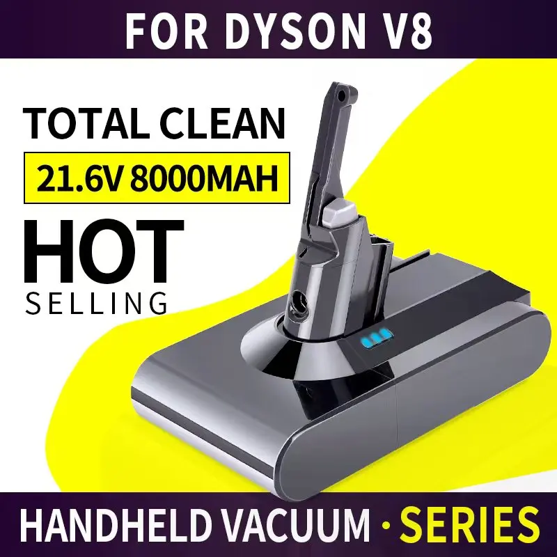 8000mAh for Dyson V8 21.6V 8.0Ah Li-Ion Rechargeable Bateria Vacuum Cleaner Battery With Pre-Filter v8 Post-Filter Battery