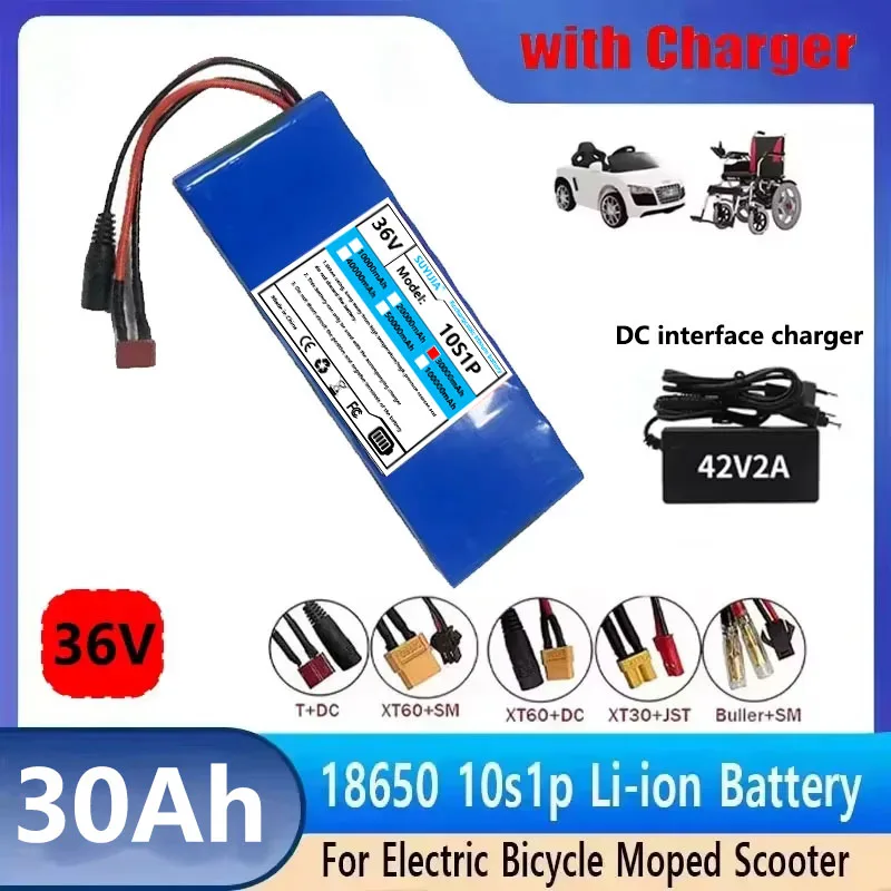 

36V Batterij 100% Echt Nieuwe 36V 30000mAh 10S1P 18650 Lithium-ion Oplaadbare Batterij 20A Met BMS Scooter En Fiets