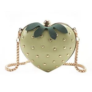 Fashion Girly love strawberry  can date gift chain crossbody shoulder bag PU