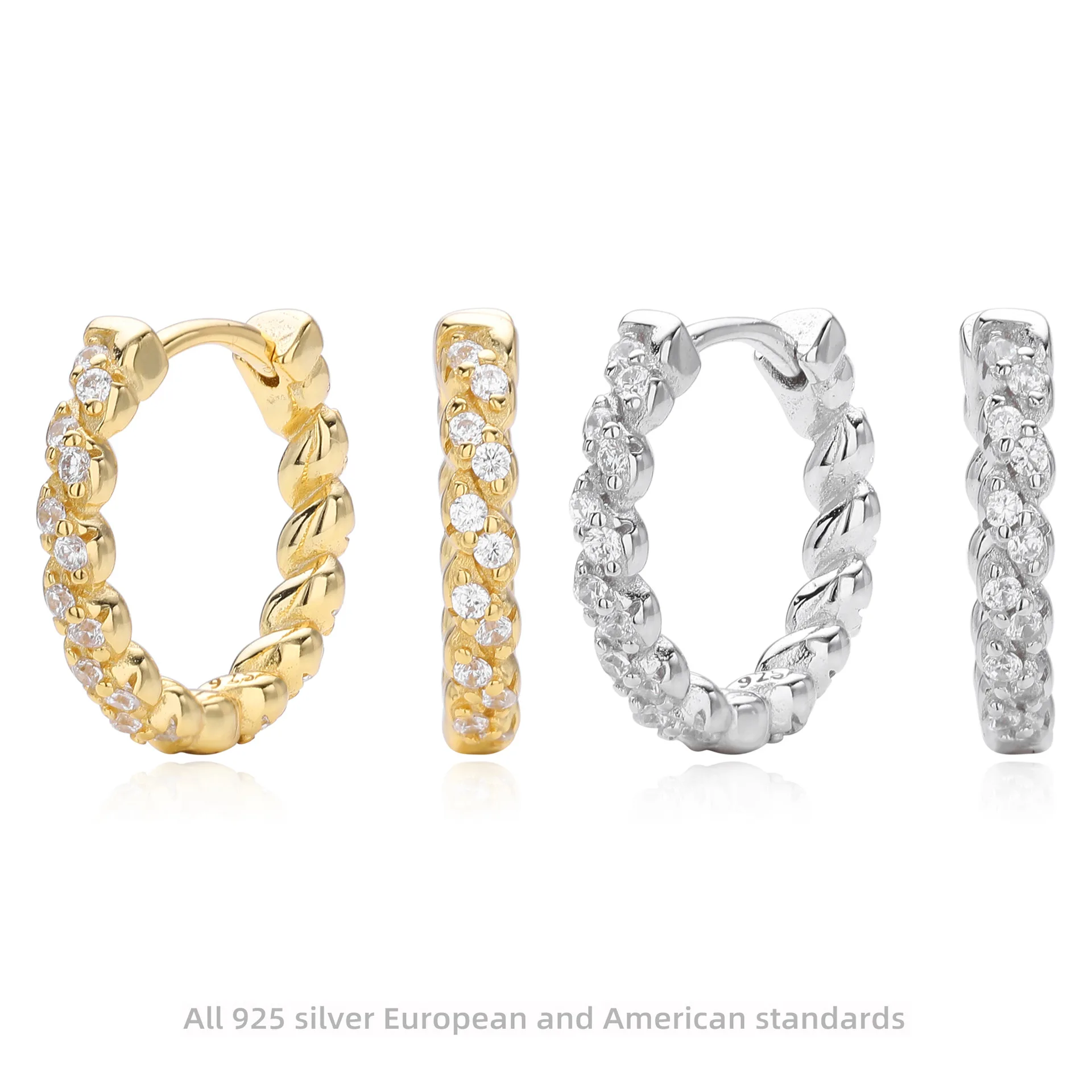 Withered Jewelry Earrings Women's Earrings Ear Cuffs S925 Sterling Silver Earrings Twisted Fried Dough Twists Earrings