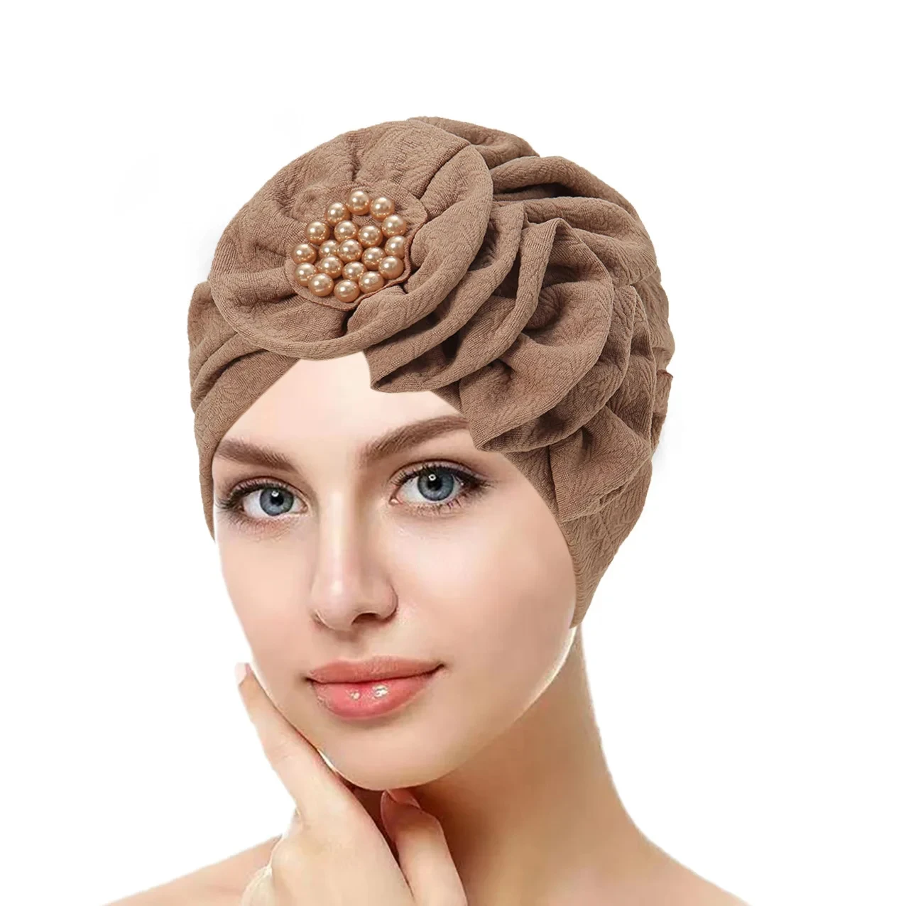 2023 New Flowers Hijab Cap for Ramadan Solid Color Indian Hat Muslim Fashion Head Wrap Women Turban Bandana Bonnet