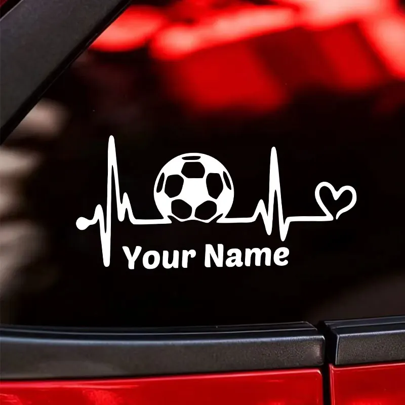 

1 шт., индивидуальное имя, текст, футбол, сердцебиение, узор, наклейка на мотоцикл, сделай сам, авто, оконный бампер, стеклянная поверхность для ноутбука, персонализированная