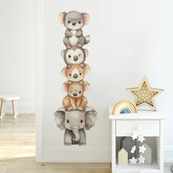 Cartoon Elephant Sloth Wall Sticker For Child Bedroom Decor Home Decals Kids Room Background Decoration Self-adhesive Cute Mural