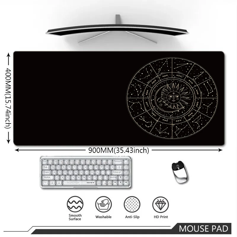 Horoscope Chart Mouse Pad Black Large Computer Office Game Table Mats XXL Rubber Anti-slip PC Keyboard Mousepads Long Desk Pads