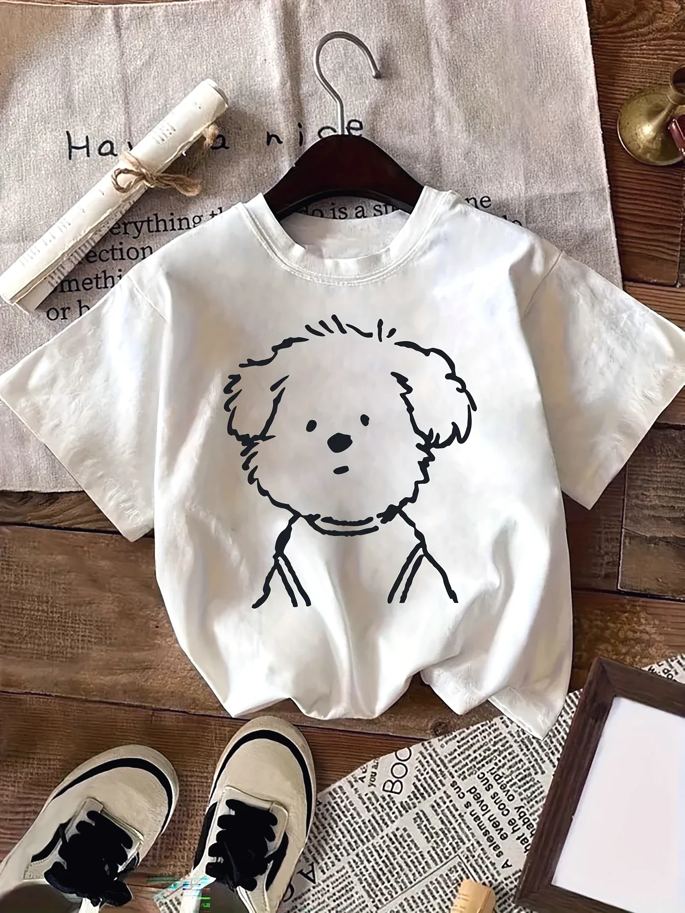 

Women's Casual Short Sleeve Crew Neck T-Shirt Cute Fluffy Puppy Graphic Print Soft Breathable Fabric Comfort Top Summer TShirt