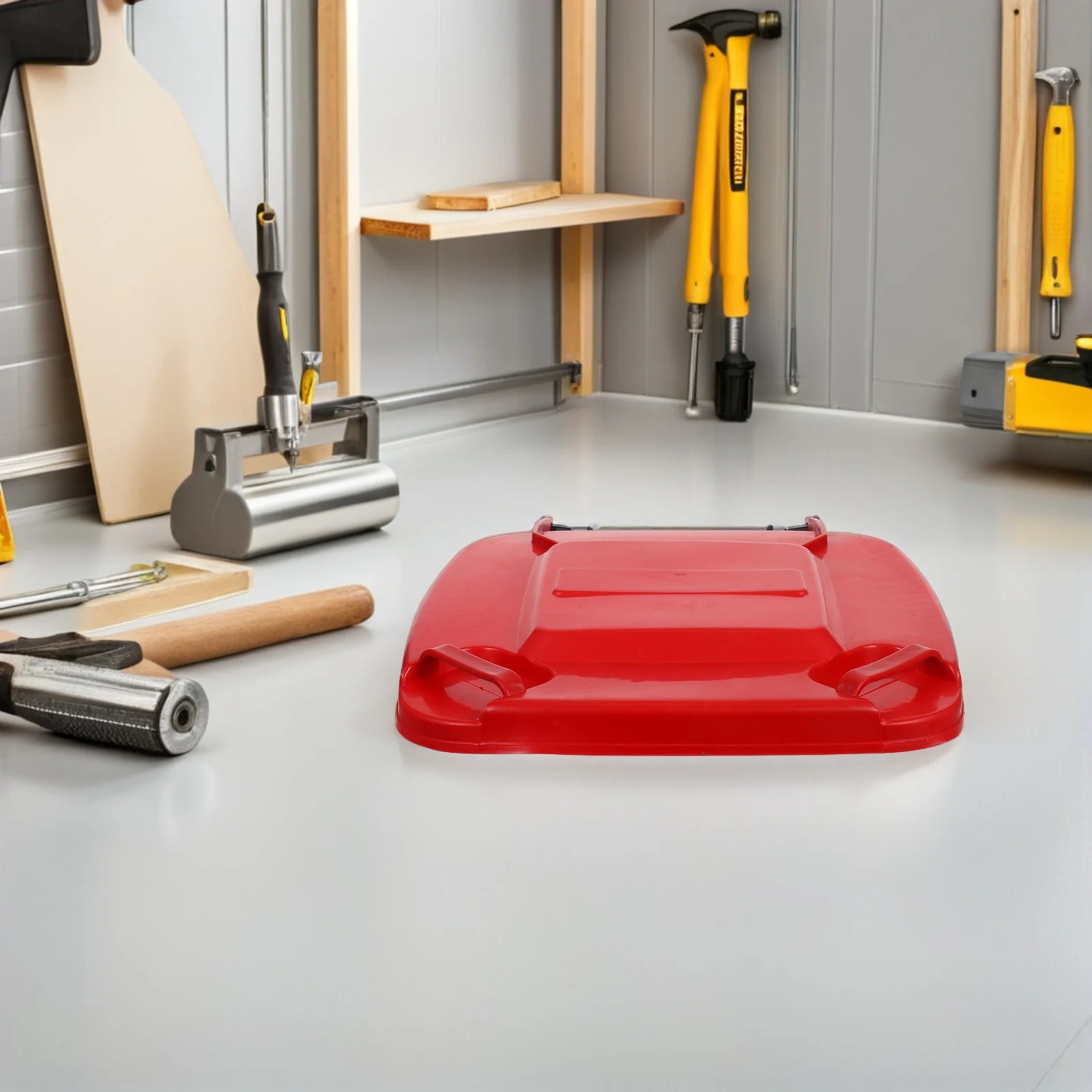 

30L Trash Can Lid Replacement Heavy Duty Odor Preventing Plastic Bin Cover for Kitchens Bathrooms Red Outdoor Trash Can Lids