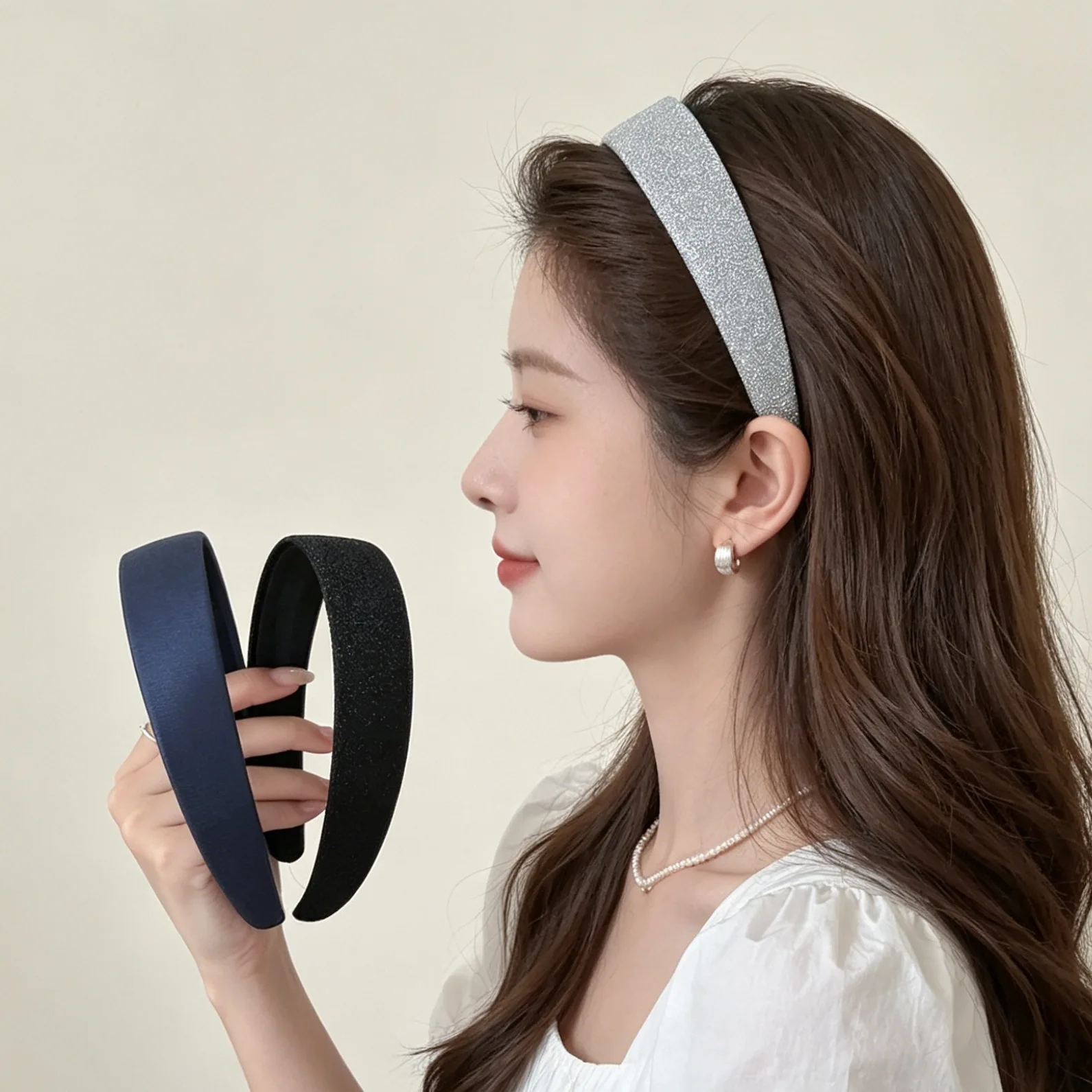High Quality Sparkly Wide Headband Satin Finish Lifts Crown for Daily Use and Face Wash Styling All Match