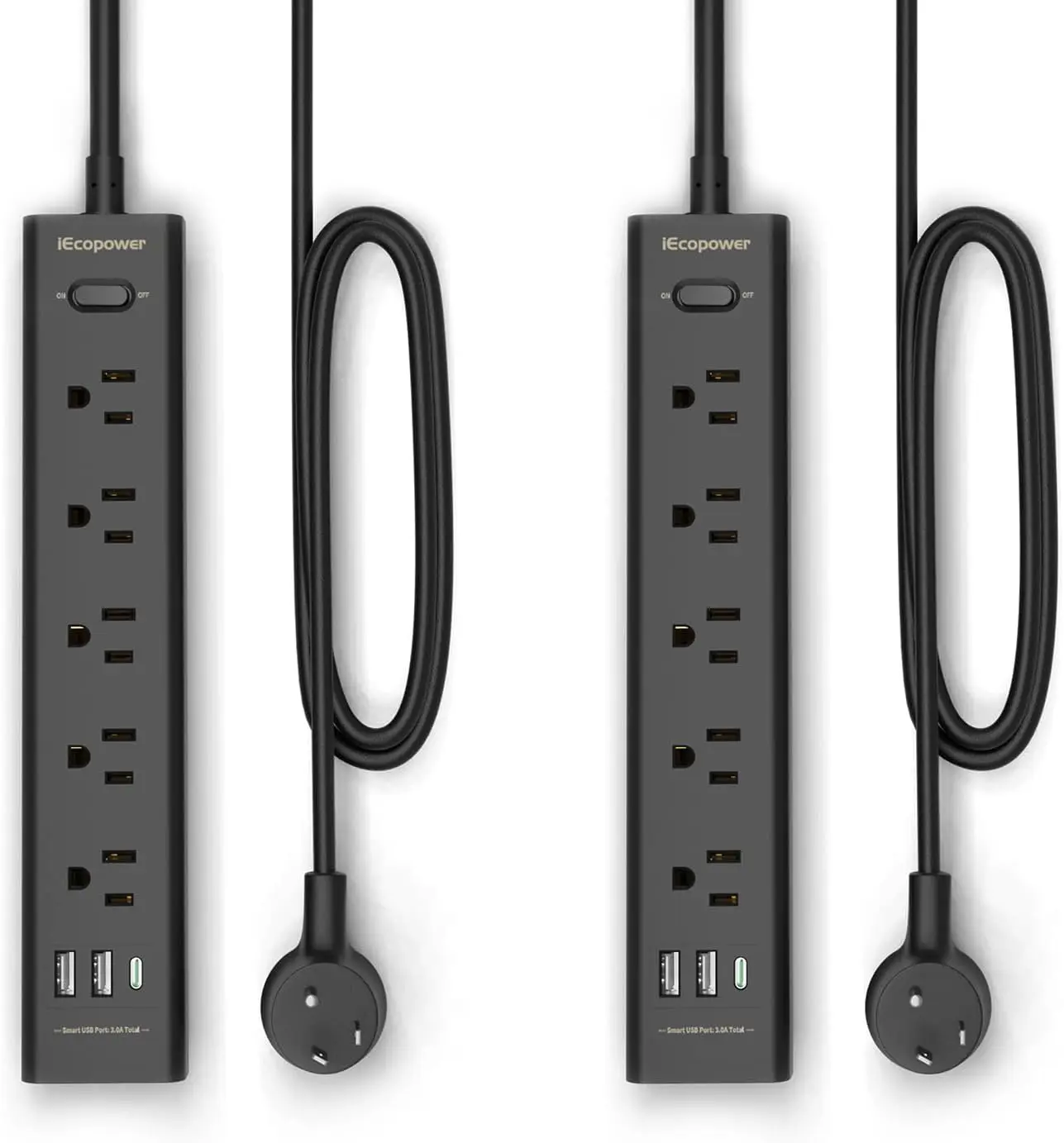 

10Ft Long Surge Protector Power Strip-With 5 Widely Outlets And 3 Usb Ports(1 Usb C Port),10 Foot Extension
