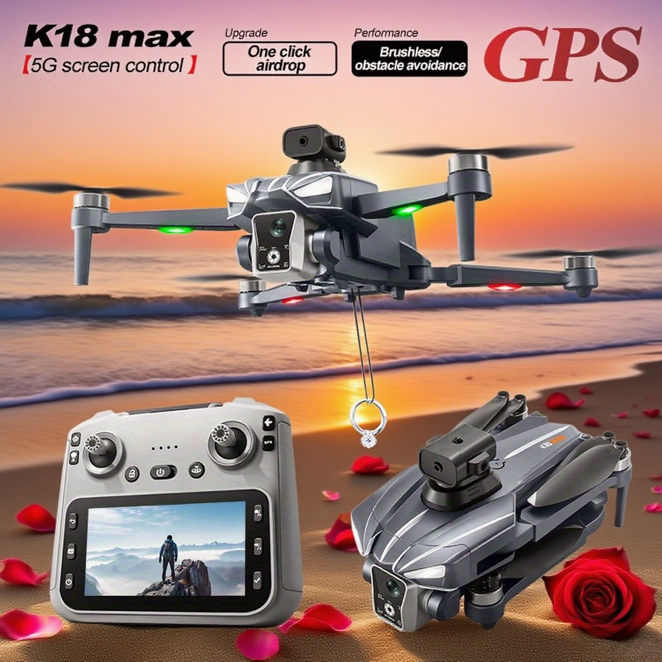 K18MAX Professional GPS Drone, 8K Ultra HD Aerial Camera, 4.5
