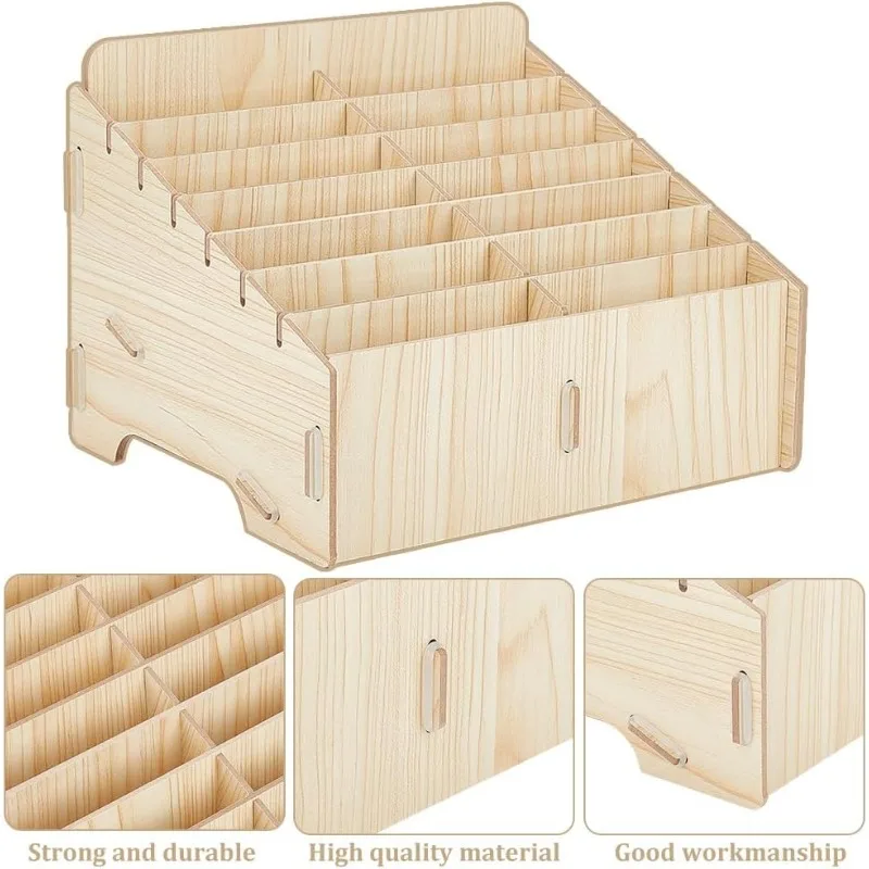 14 Compartment Wooden Mobile Phone Organiser Multifunctional Mobile Phone Organiser Desktop Organiser for Classroom Office