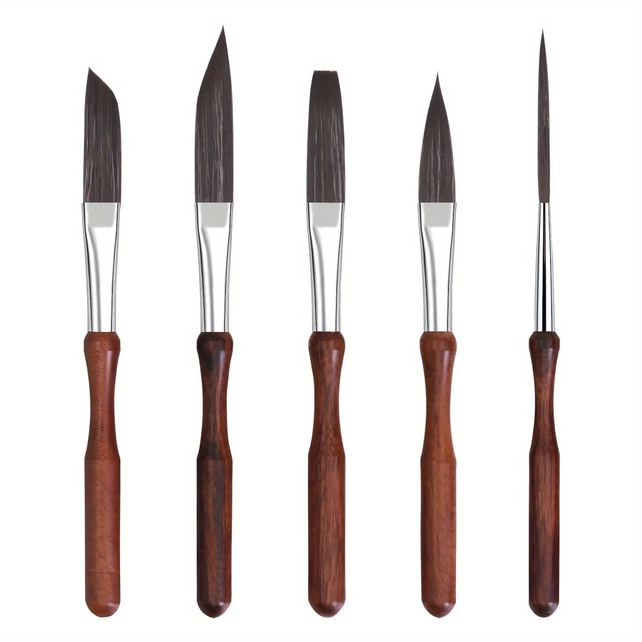 5Pcs Fine Line Detail Paint Brushes, Professional Liner Chisel Brush Set for Acrylic Watercolor Oil Gouache