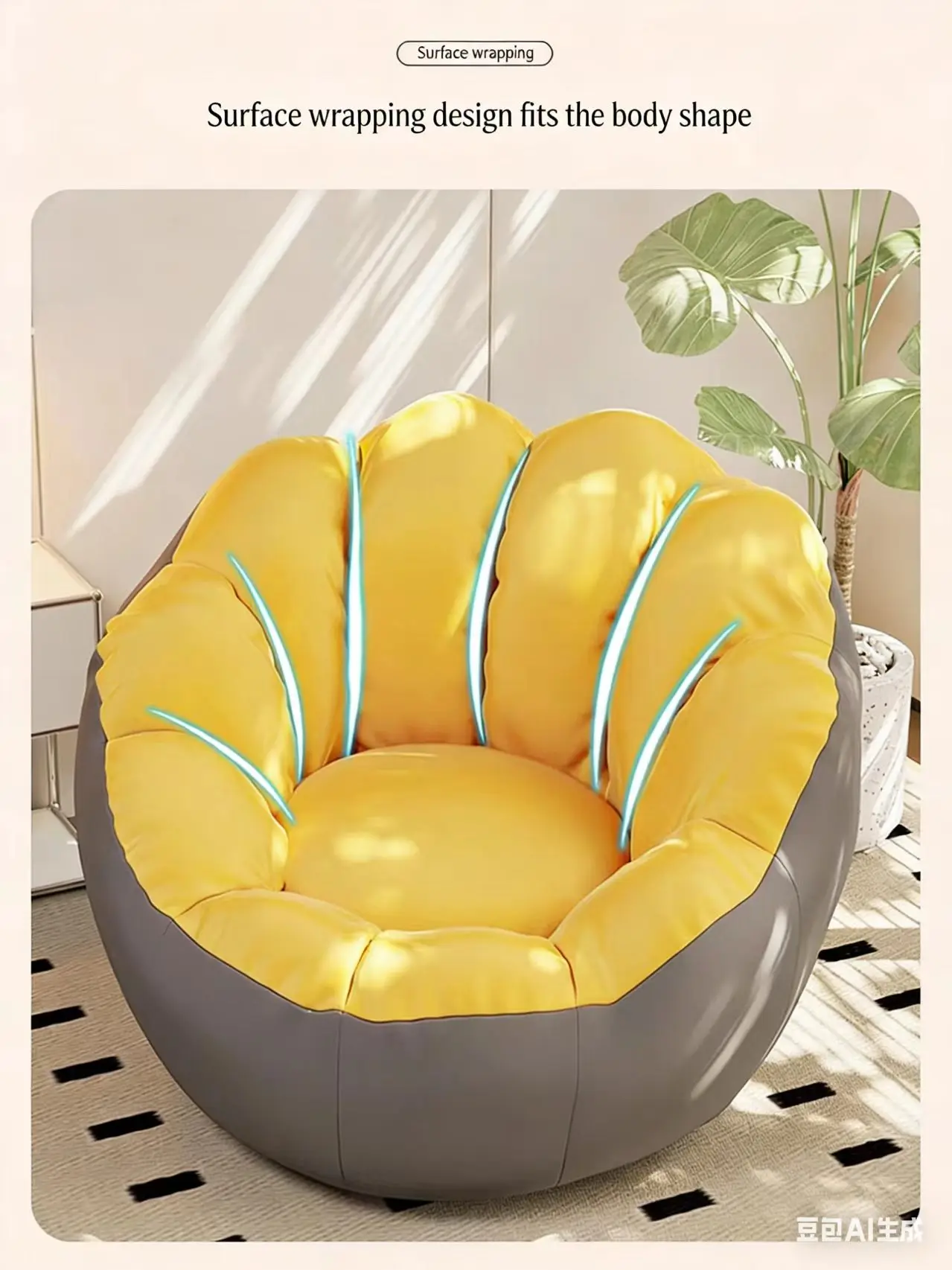 Lazy Sofa, Reclining & Sleeping, Single Small Sofa for Bedroom, Balcony Leisure Seat, Tatami Cushion, Human Dog Bed Lounge Chair