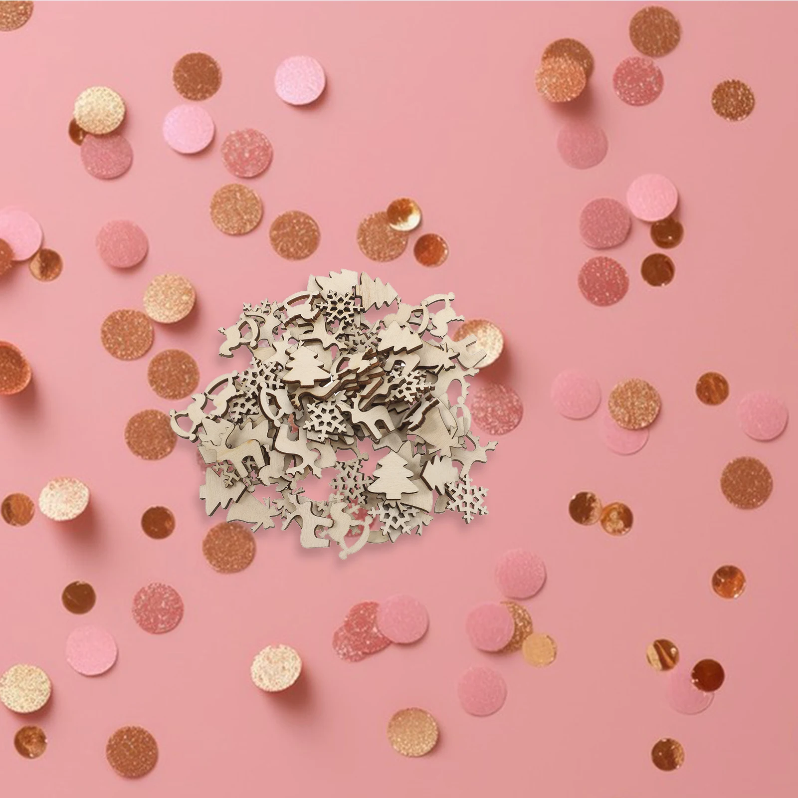 

100 pcs Wooden Laser Ornaments Festive Christmas Tree Decorations Diy Crafts For Holiday Home Xmas Party Handicraft