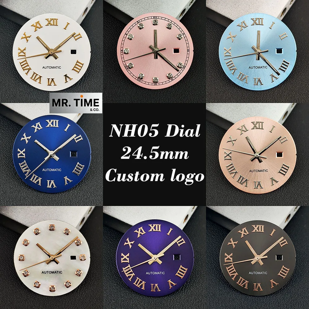 Hot NH05 dial ladies' automatic watch 24.5mm custom logo dial Roman numeral dial suitable for NH05 movement watch accessories