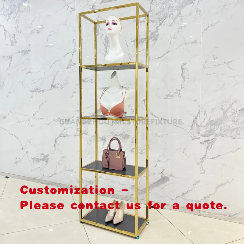 

custom.New Arrival Shoes and Bag Store Display Racks Shiny Gold Metal Shoe Display Stand Retail Shop