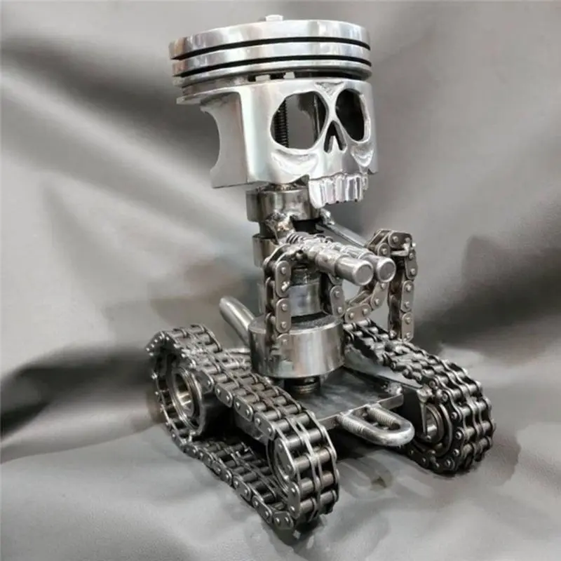 Resin Carved Skeleton Sculpture Ornament Cosplay Halloween Piston Skull Face Sculpture Figurine Art Desktop-AT36