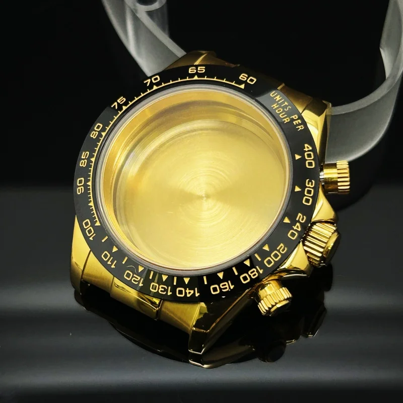 

Top Gold Sapphire Crystal Watch Case Tape Style Bracelet for Seeko Daytona VK63/64 Movement Ceramic Parts 29-30.5mm Dial No Logo