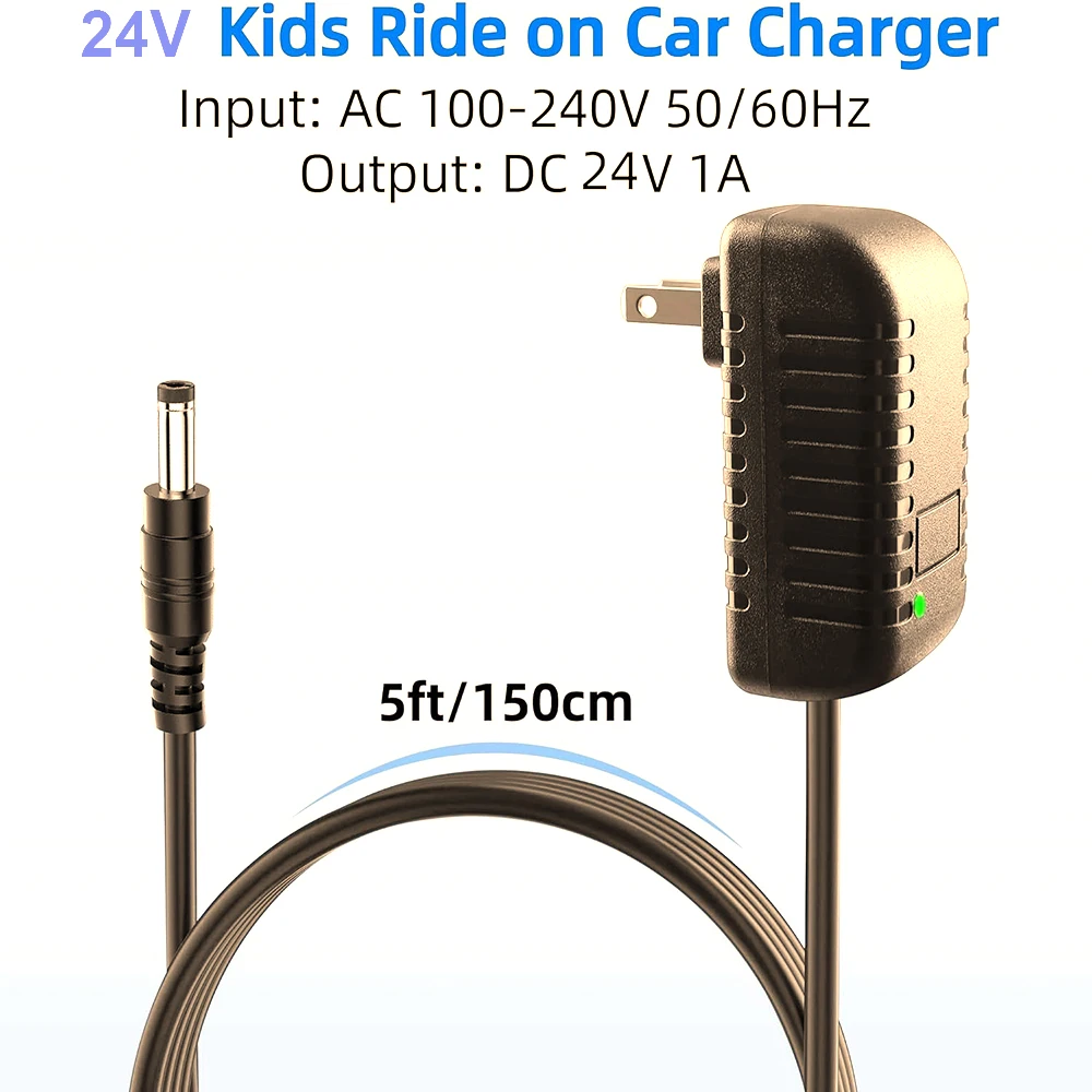 24V Charger for Kids Ride on Toys Car 24 Volt 1000mA Battery SUV Kid UTV Jeep 4x4 Go-Kart ATV Tractor Truck Big Electric Adapter