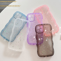 Bling Glitter Case For iPhone 14 Pro Max 15 13 12 11 X XR XS 6 7 8 Plus SE MiNi Shockproof Transparent Soft Wavy Edge Cover