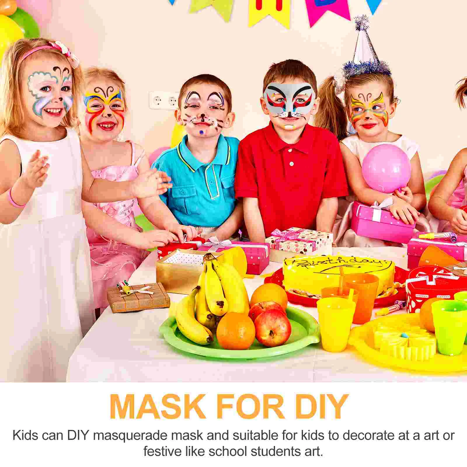 15 Pcs Pulp Masks Unpainted White Masquerade Mask for Kids Party Bulk Blank Toy Decorative Craft Supplies