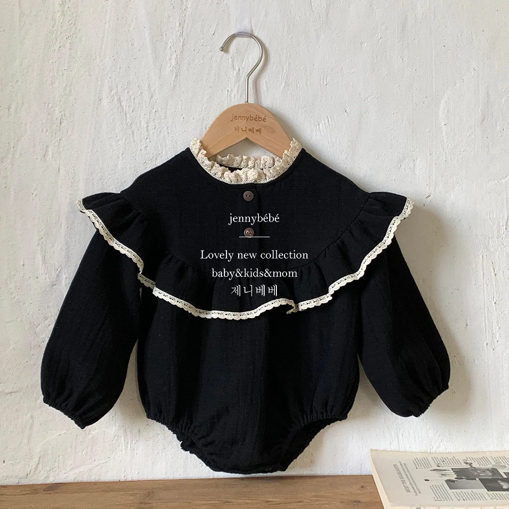 

23 Autumn Korean Style Baby Western Style One-Piece Romper Female Baby Lace Collar Western Style Onesie