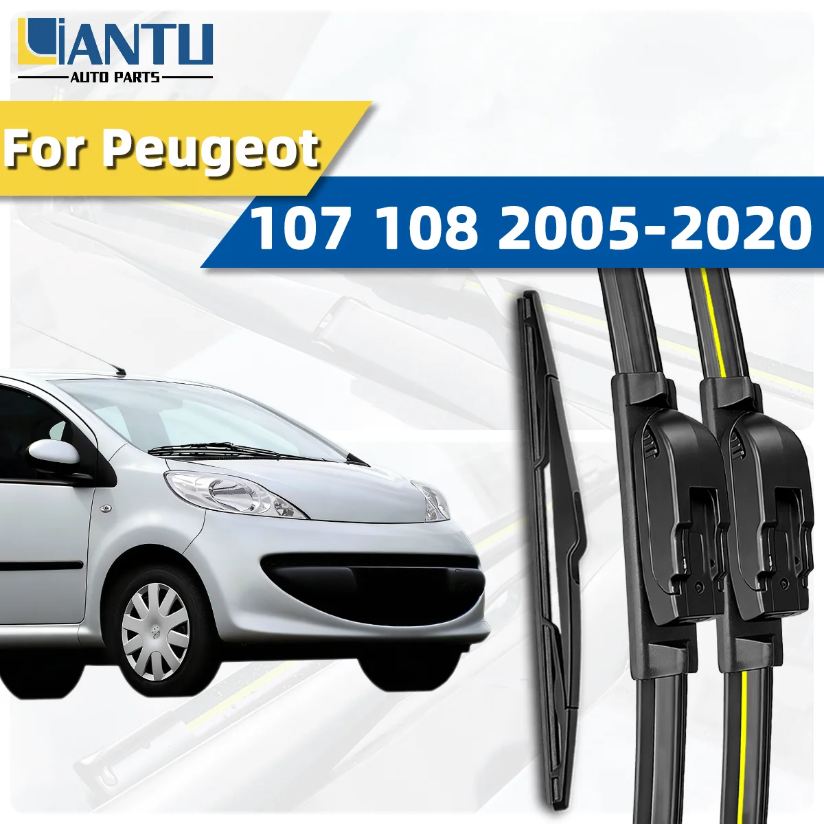 

2PCS Front Rear Wiper Blades Fit For Peugeot 107 108 2005-2020 Car Premium Quiet Streak-Free Long Lasting Auto Accessories 2019