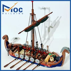 MOC Viking Longship Building Block Kit Military Warships Naval Vessel Ship Goat Boats Bricks Model DIY Kid Assmble Toy Gift