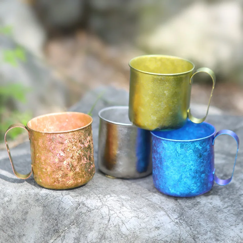 

320ml Pure Titanium Beer/Coffee Mug/Water Cup With Handle For Outdoor Travel,Colorful,Single-layer,Antibacterial,Fresh-keeping