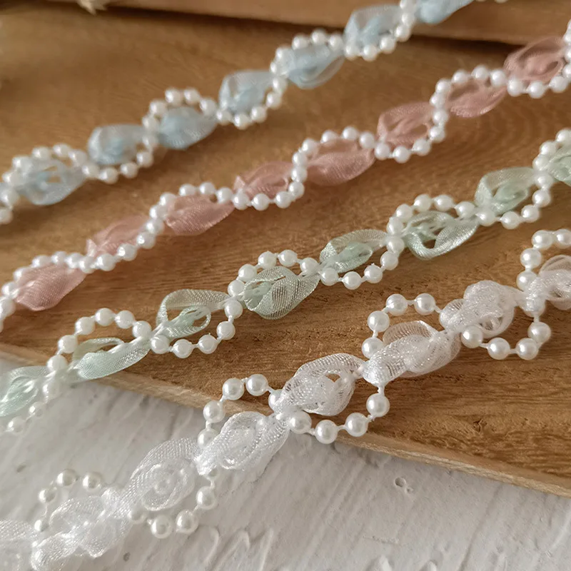 3 Meters Sweet and Elegant Rose Yarn Pearl Border Lace Clothing Accessories Sewing Accessories and Fabrics Clothing decoration