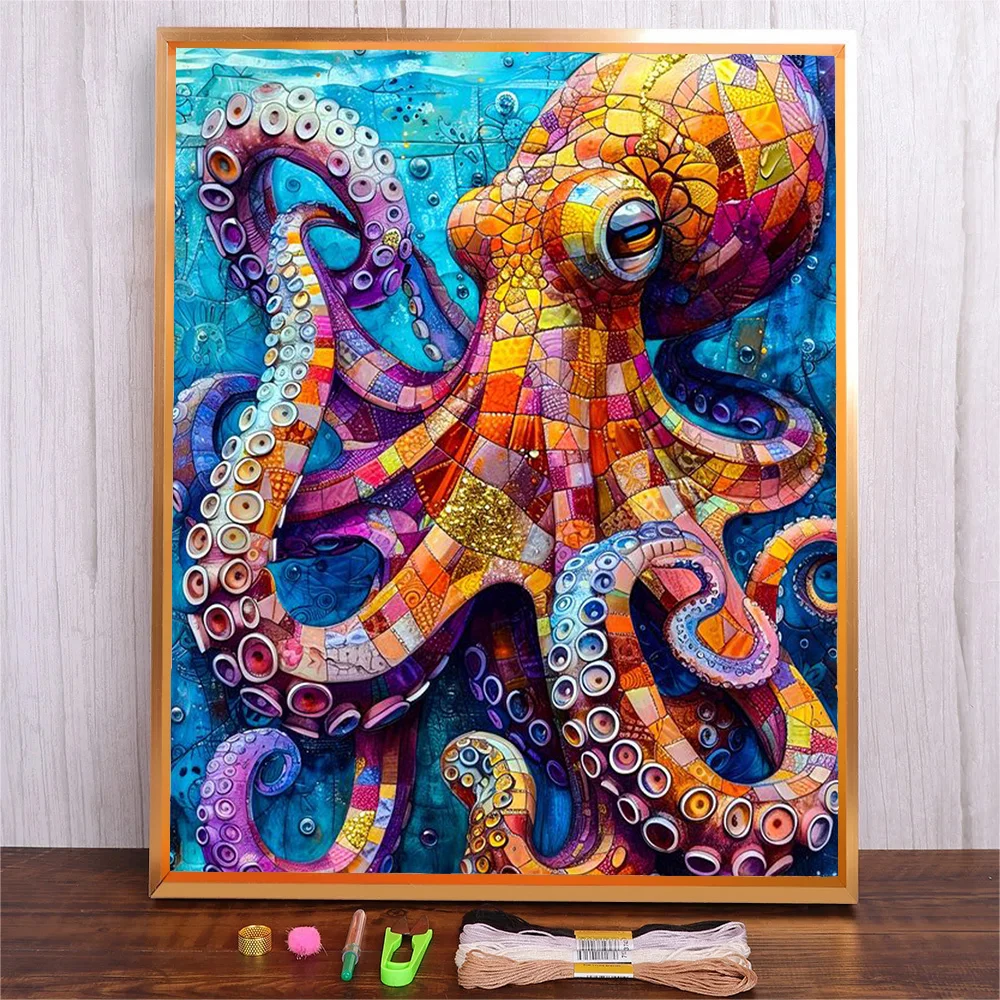 

Cartoon Octopus DIY Cross Stitch 11CT Full Pattern Embroidery Kits Needlework Craft Set Printed Canvas Cotton Thread Home Decor