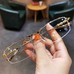0 To -6.0 Myopia Glasses Anti Blue Light/ Photochromic Versatile Men's Business Glasses Half Frame Myopia Glasses