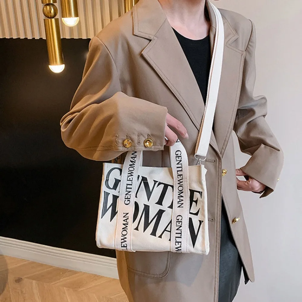 Trendy Gentle Woman Printing Canvas Bag Handbag Large Capacity Shoulder Bag Tote Bag Casual Messenger Bag Daily Commuting Bag