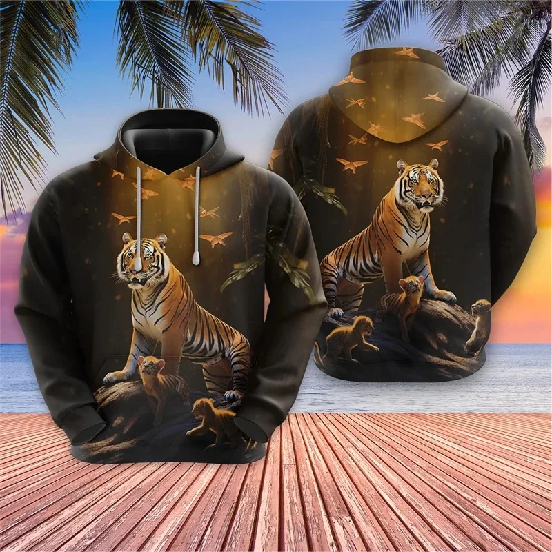 2025 ثلاثية الأبعاد بنغال النمر مطبوعة الرجال هوديي Harajuku موضة الحيوان هوديي ملابس رياضية القوطية الرجعية الرعب #6