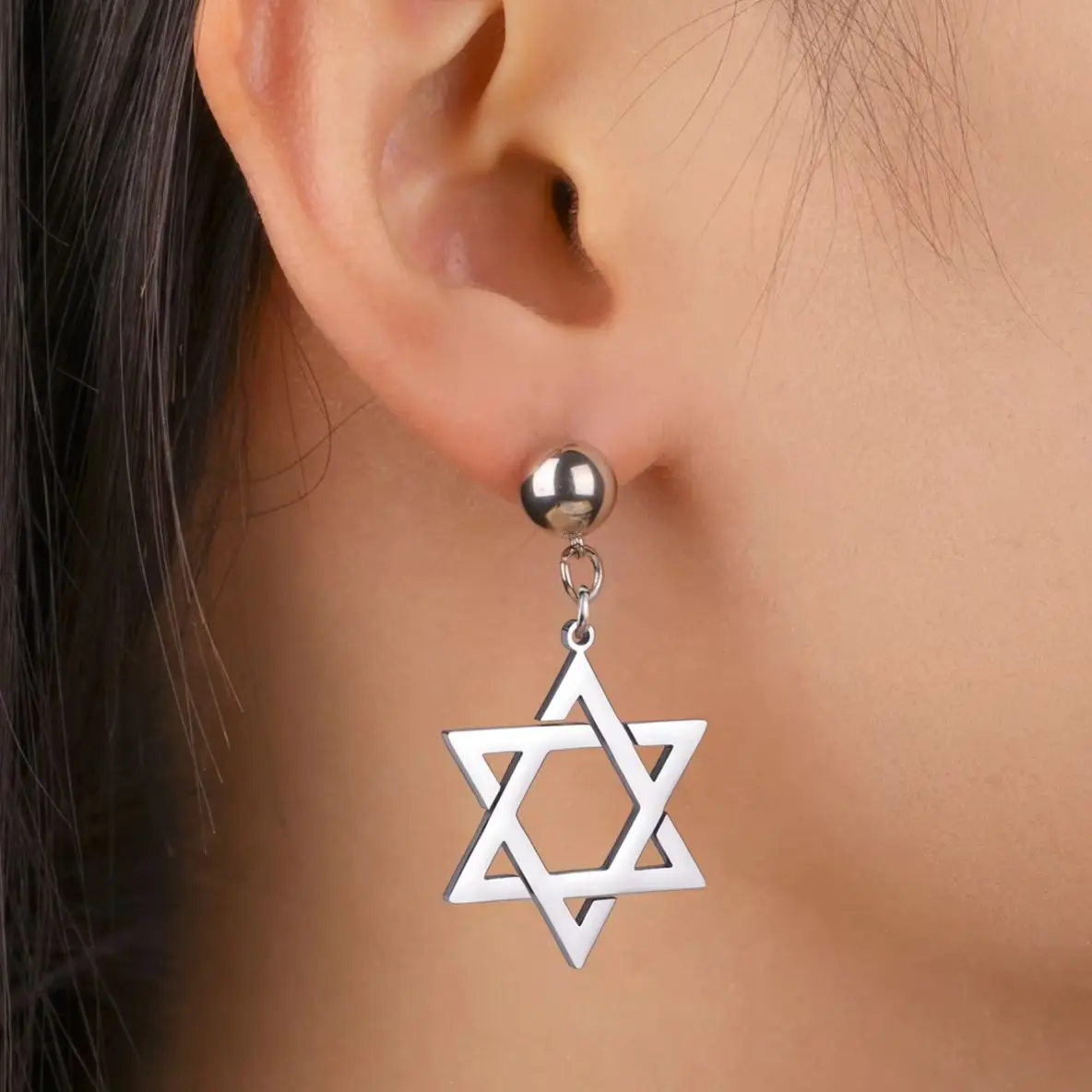 Lucktune Hexagram Israel's Star Of David Earrings for Women Stainless Steel Jewish Satr Amulet Magen Jewelry Gift 2025 Wholesale