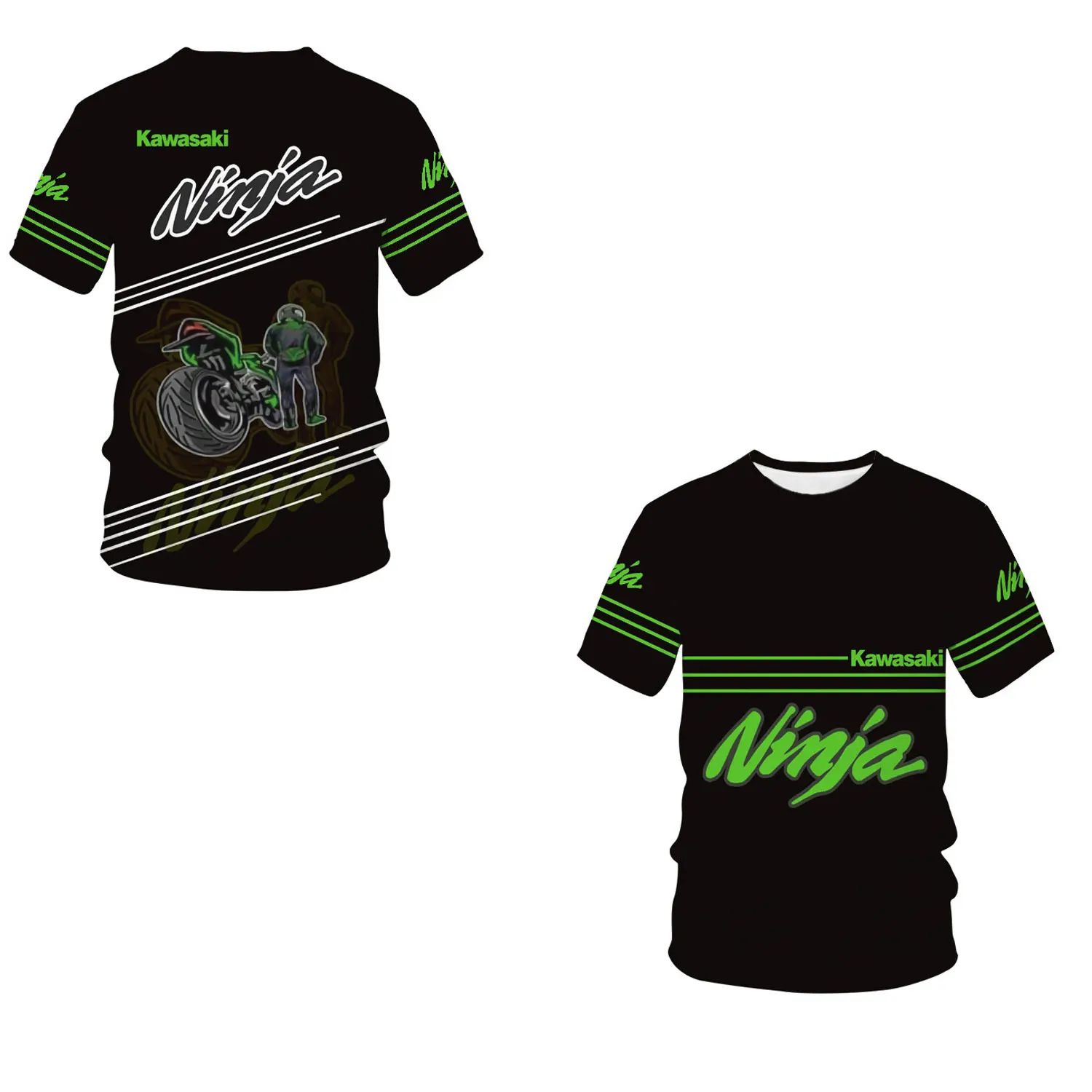 

Men's Summer Kawasaki Motorcycle 3D Printed Mens Personalized Locomotive Competition Suit Kids Unisex Street Sports Top