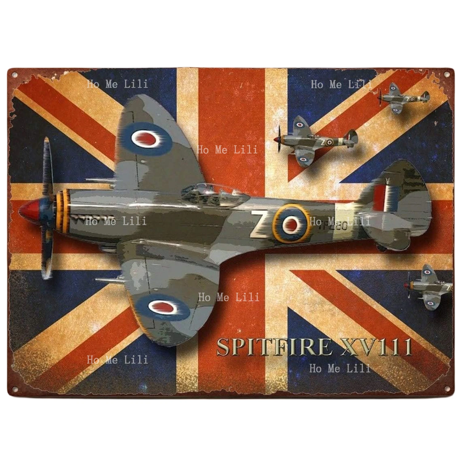 Spitfire Aeroplane British Raf Iconic Vintage Metal Sign Retro Tin Plate Wall Art Decor