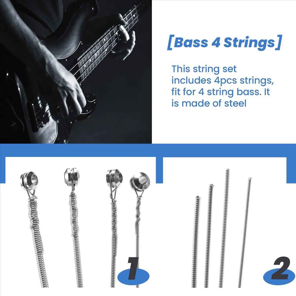 L79A 4 Pcs Stainless Steel Strings Guitar Parts Accessories Guitar String Silver Plated Gauge Guitar Music Accessories